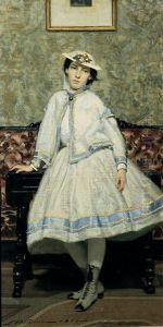 Alaide Banti en robe blanche