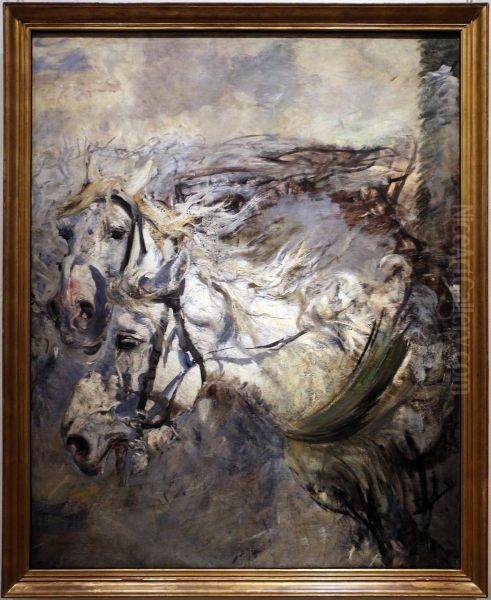 Zwei weisse Pferde Oil Painting by Giovanni Boldini
