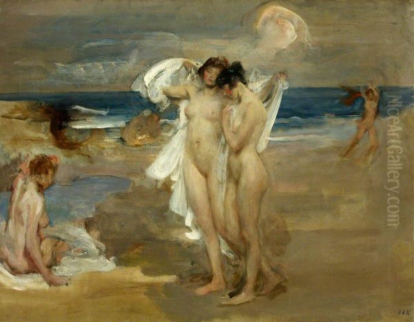 Las banistas Oil Painting by James Jebusa Shannon