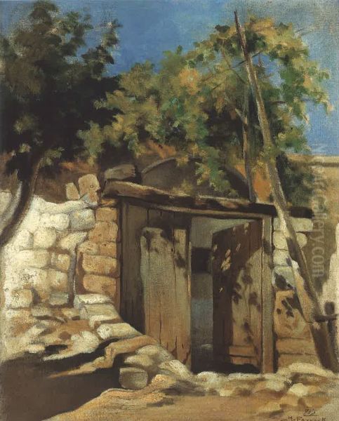 Vielle Porte A Abadiye. Oil Painting by Moustafa Farroukh