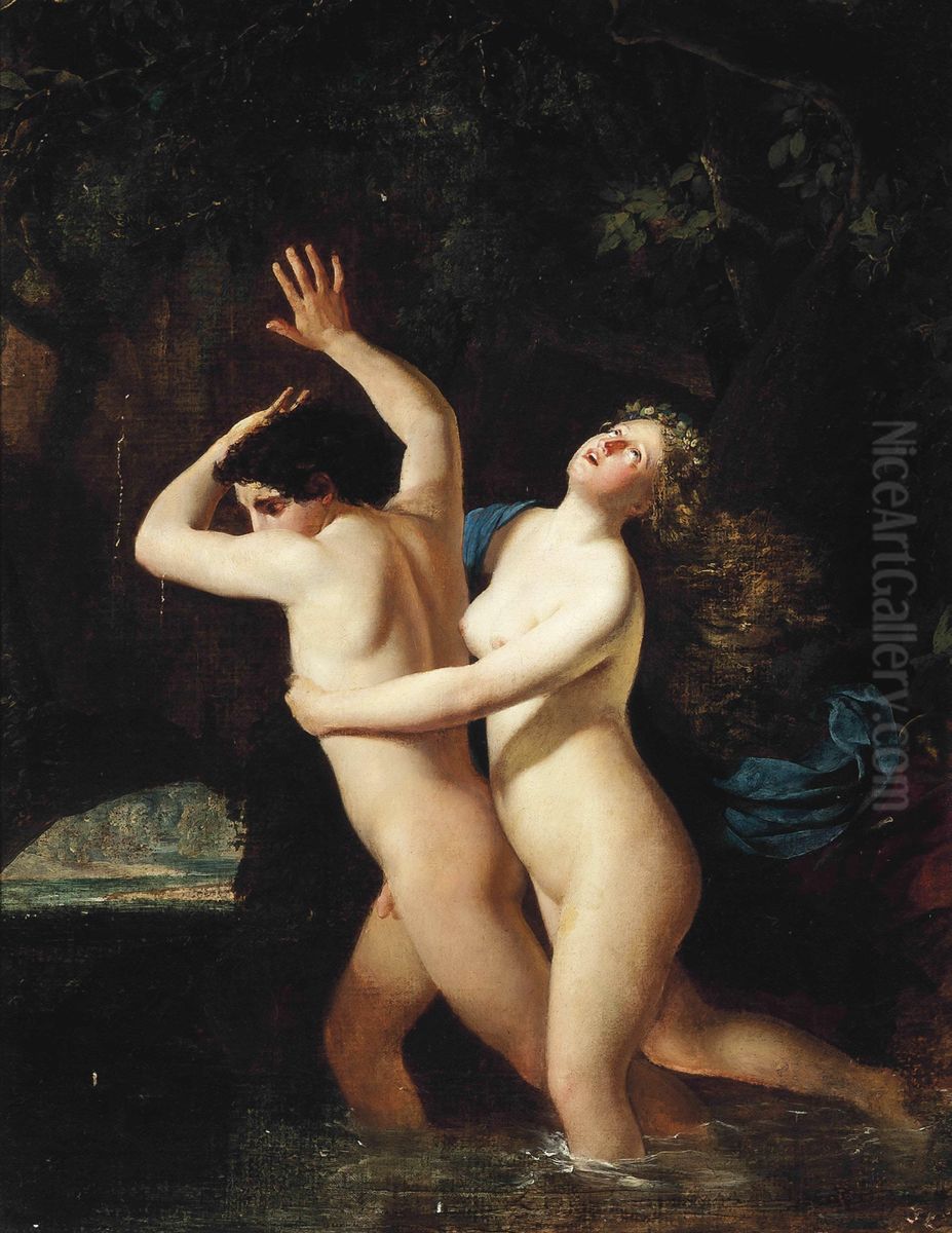 Hylas and a Nymph Oil Painting by French School