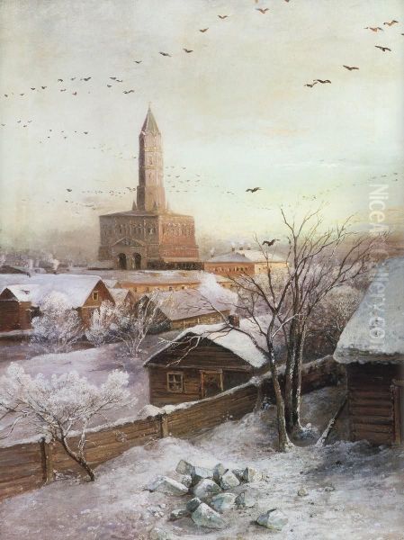 Sukharev Tower in Moscow Oil Painting by Alexei Kondratievich Savrasov