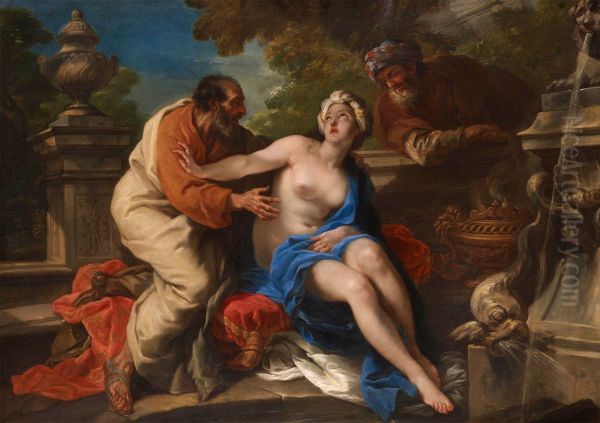 Susannah and the Elders Oil Painting by Pier Leone Ghezzi