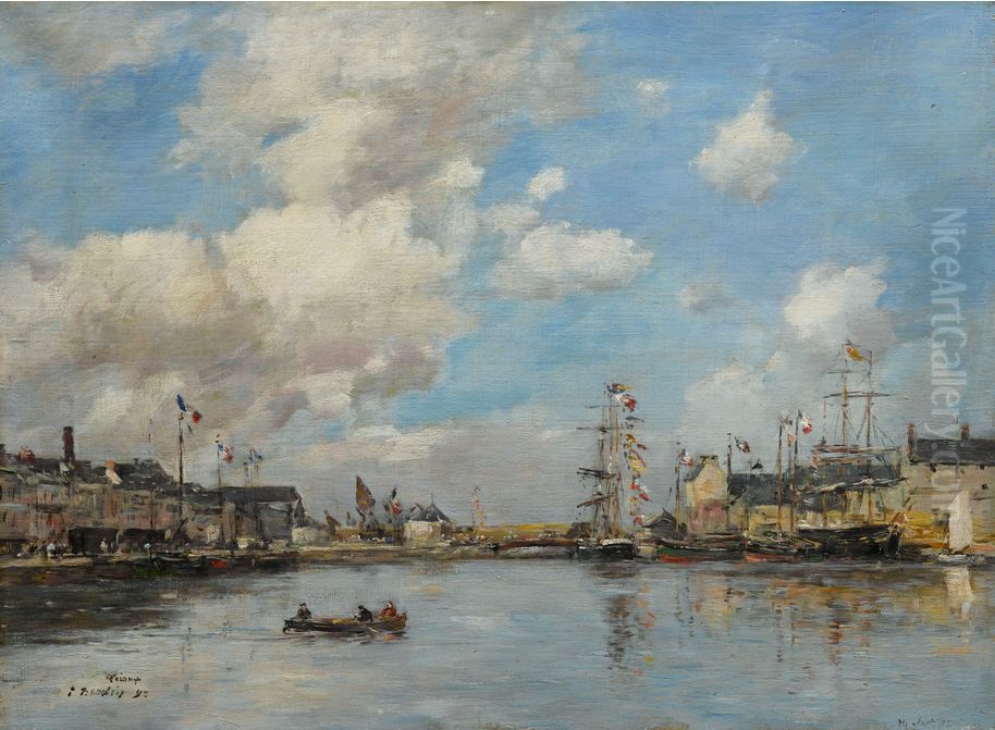 Fecamp, le bassin Oil Painting by Eugene Louis Boudin