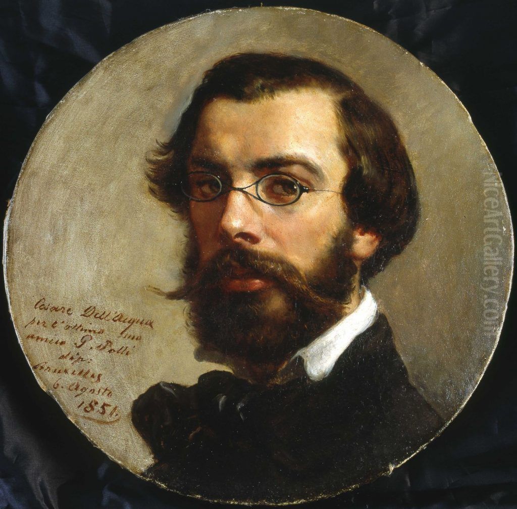 Self-portrait Oil Painting by Cesare Dell'Acqua