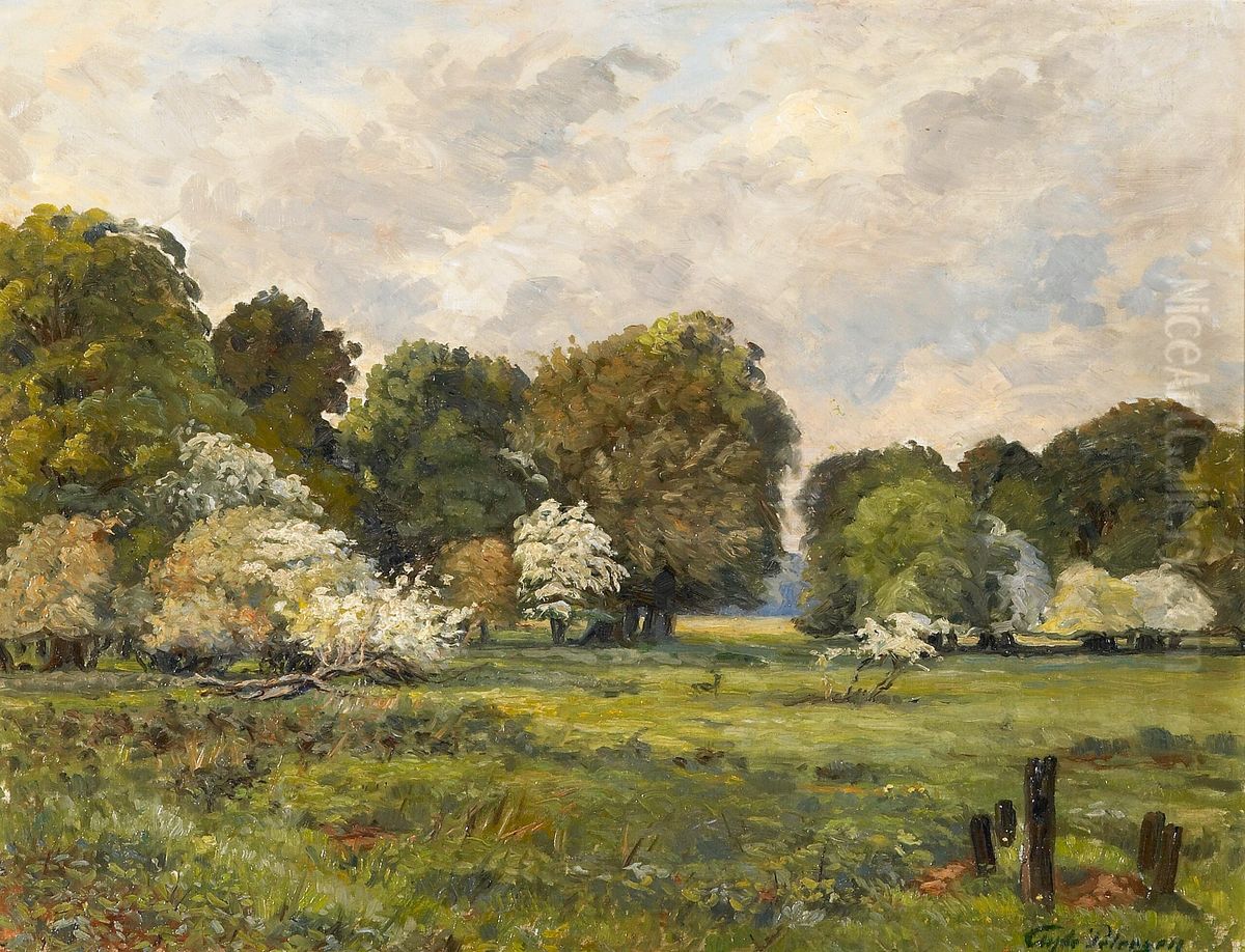 A view from Jaegersborg Dyrehave. Oil Painting by Hans Gyde Petersen
