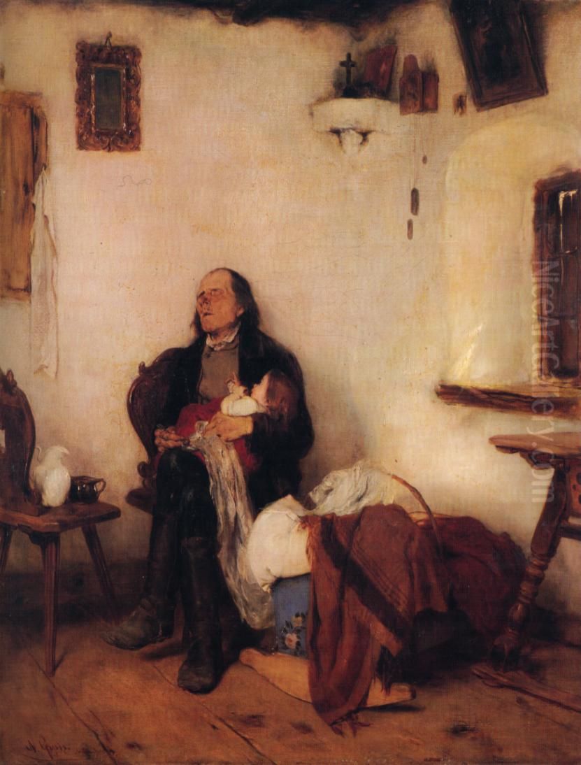 Old man sleeping Oil Painting by Nikolaos Gyzis Old man sleeping Oil Painting by Nikolaos Gyzis