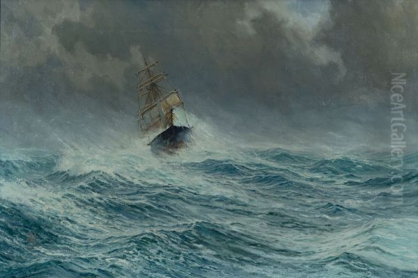 Heavy Gale Oil Painting by Fritz W. Schulz