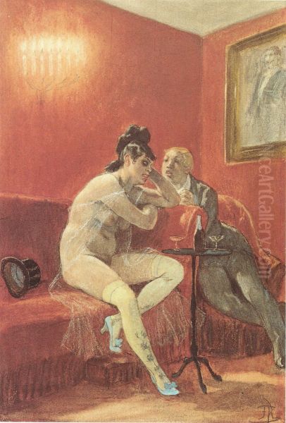 La chanson de Cherubin Oil Painting by Felicien Rops