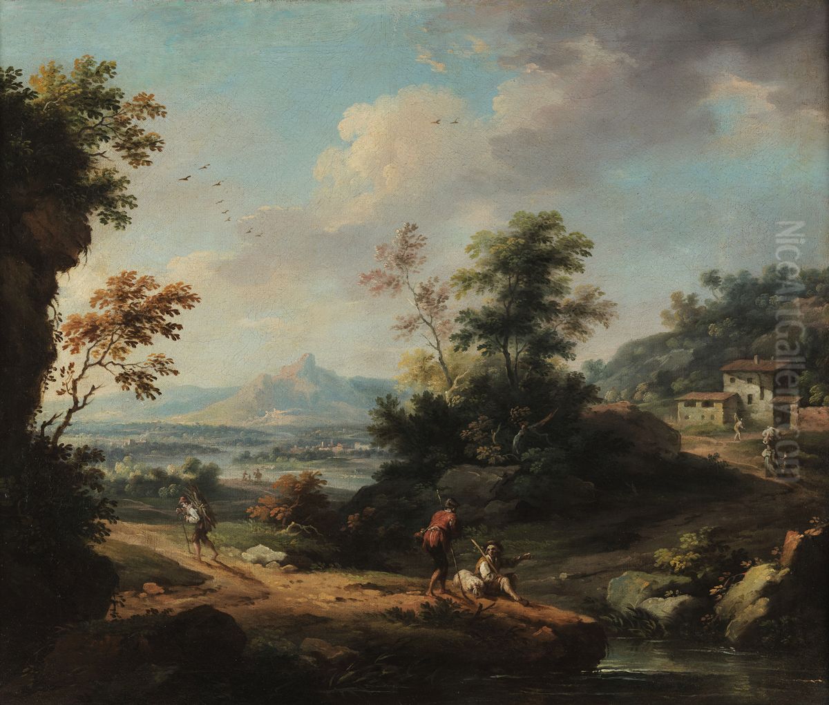 Landscape with figures Oil Painting by Vittorio Amedeo Cignaroli Landscape with figures Oil Painting by Vittorio Amedeo Cignaroli