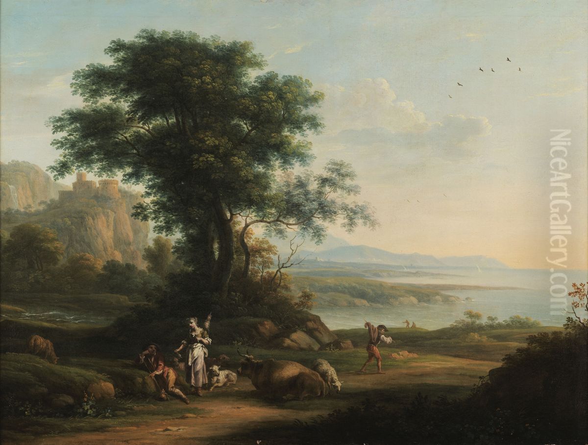 Pastoral scene Oil Painting by Vittorio Amedeo Cignaroli