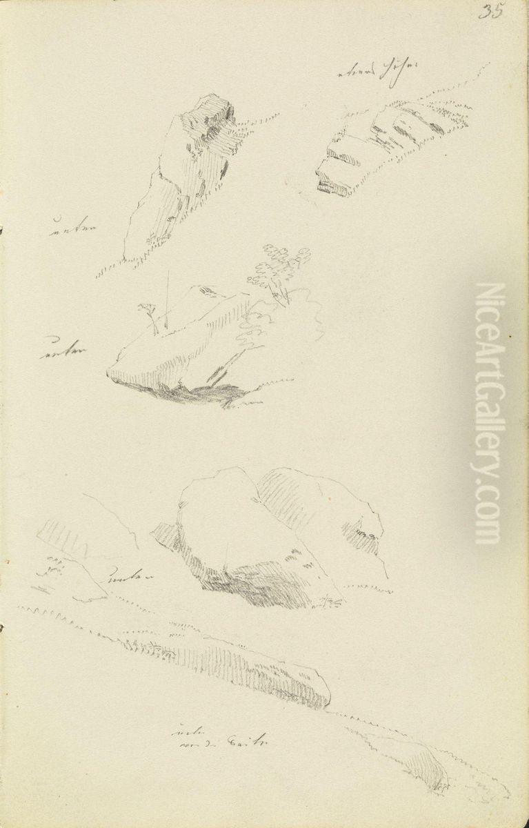 Felsstudien Oil Painting by Caspar David Friedrich