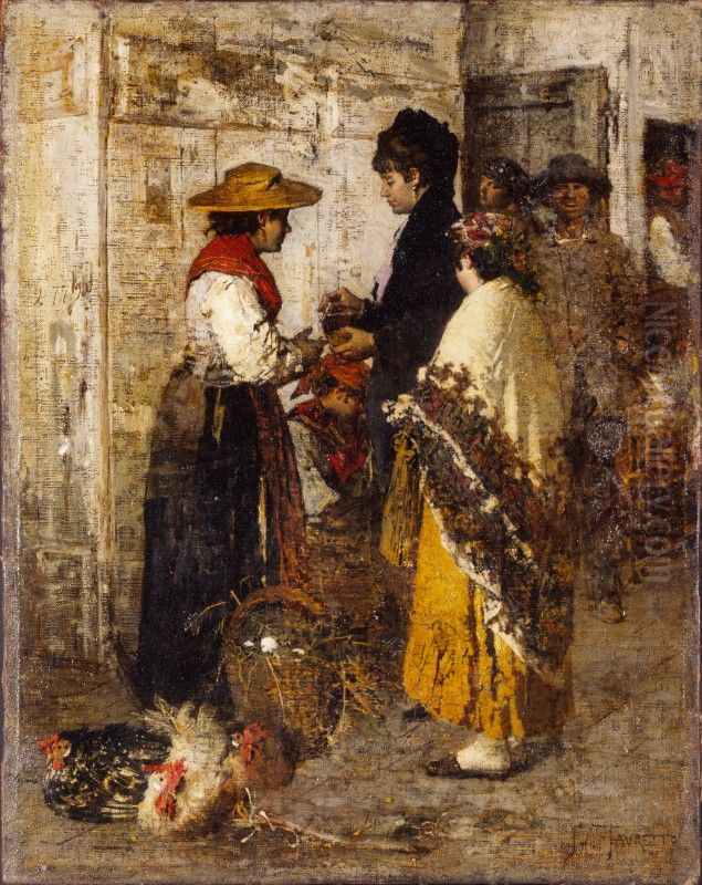 The female seller of poultry and eggs Oil Painting by Giacomo Favretto The female seller of poultry and eggs Oil Painting by Giacomo Favretto