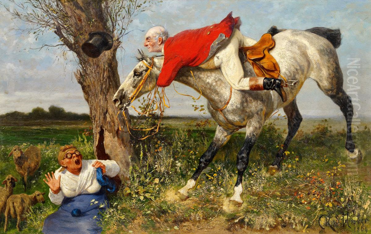 An accidental meeting Oil Painting by Carl Rudolf Huber