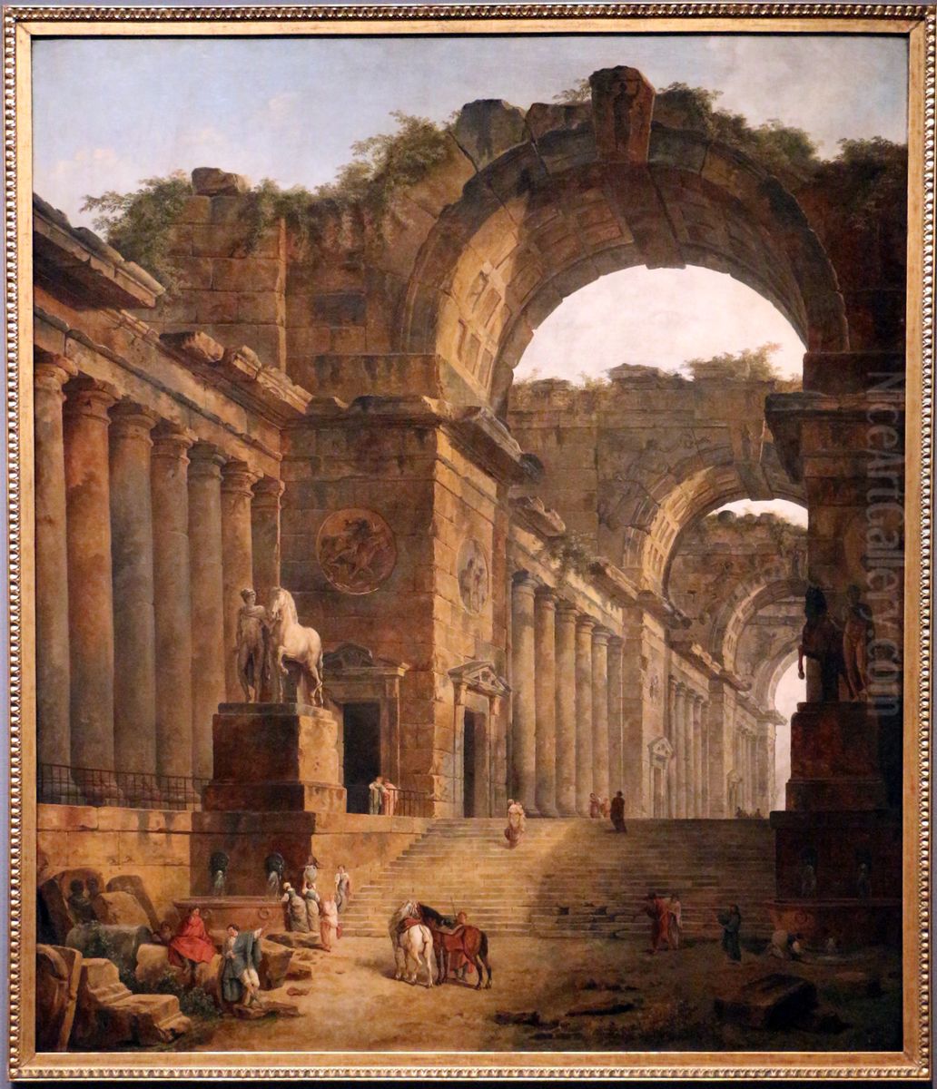le fontane Oil Painting by Hubert Robert