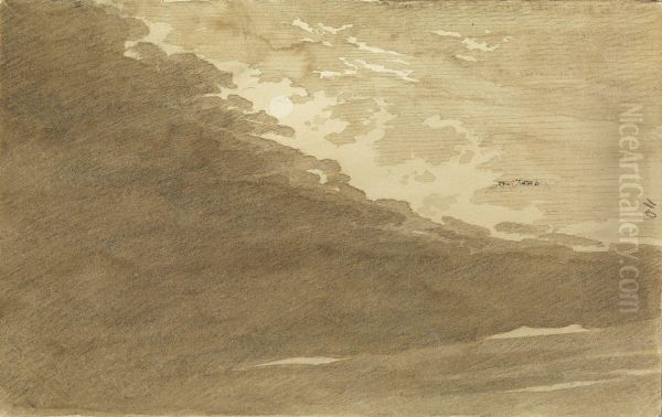 Wolkenstudie mit Mondschein Oil Painting by Caspar David Friedrich
