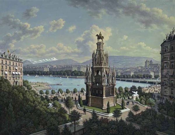 Genf mit derErmordung der Kaiserin Elisabeth Oil Painting by Hubert Sattler