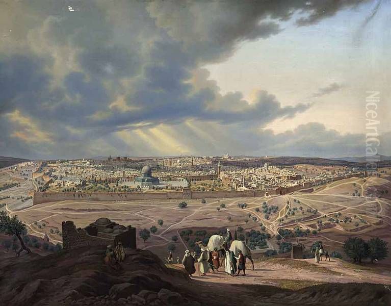 Jerusalem, vom Olberg aus Oil Painting by Hubert Sattler
