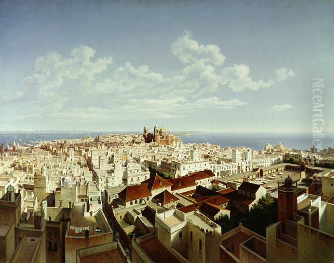 Cadiz, aufgenommen vom Turme Tavira, Aussicht nach Suden Oil Painting by Hubert Sattler