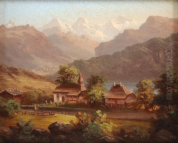 Thunersee Oil Painting by Hubert Sattler