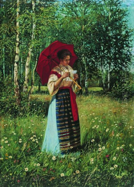 Reading a letter Oil Painting by Nikolay Bogdanov-Belsky