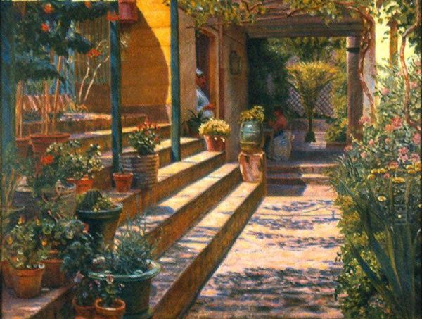 En kokkentrappe Oil Painting by Kristian Zahrtmann