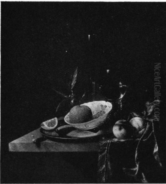 Still life with an orange in a Wan-Li kraak porcelain bowl Oil Painting by Pieter Janssens Elinga