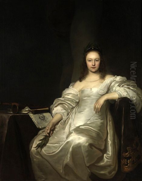 Portrait of a Lady as the Muse Euterpe Oil Painting by Jacob Adriaensz Backer