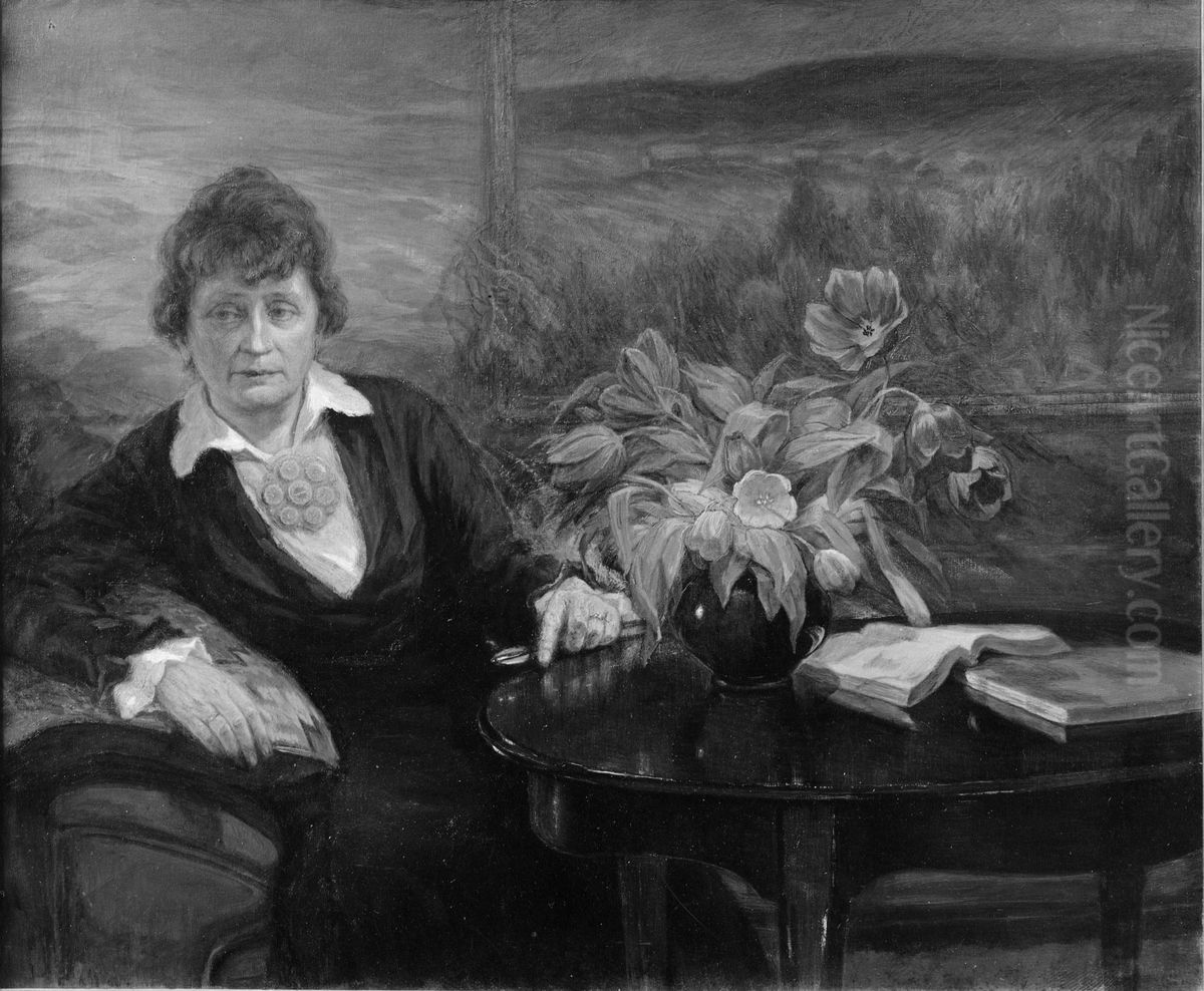Hulda Garborg Oil Painting by Otto Valstad
