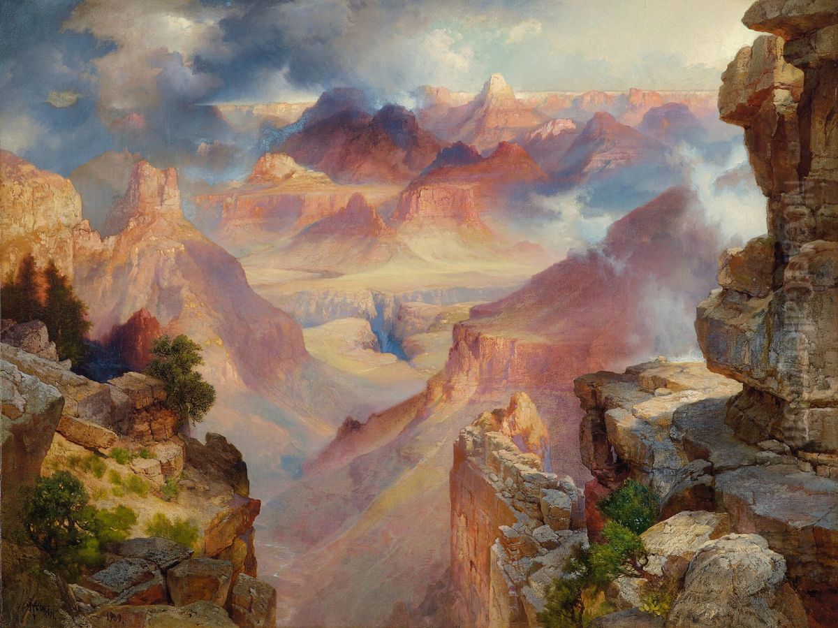 Grand Canyon of Arizona at Sunset Oil Painting by Thomas Moran