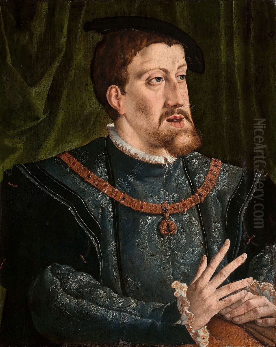 Portrait of Charles V, Holy Roman Emperor (1500-1558) Oil Painting by Jan Cornelisz Vermeyen