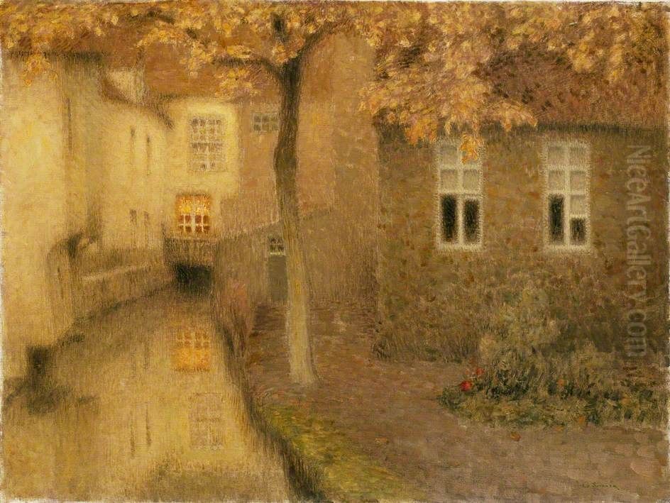 A Canal in Bruges at Dusk Oil Painting by Henri Le Sidaner