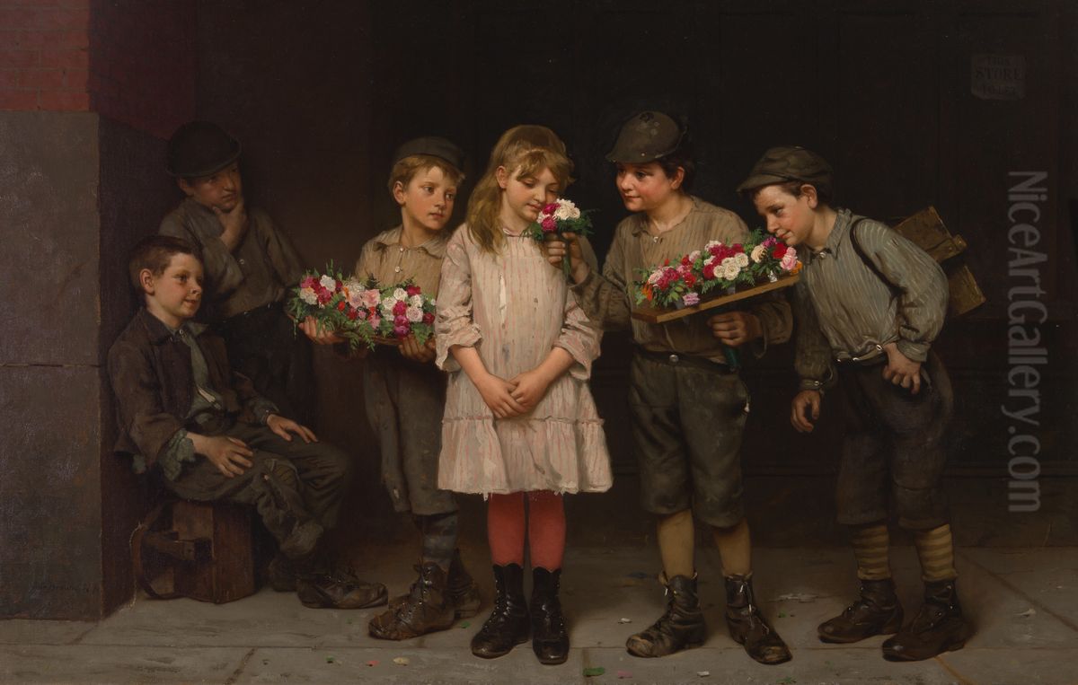 Street Gallantry Oil Painting by John George Brown