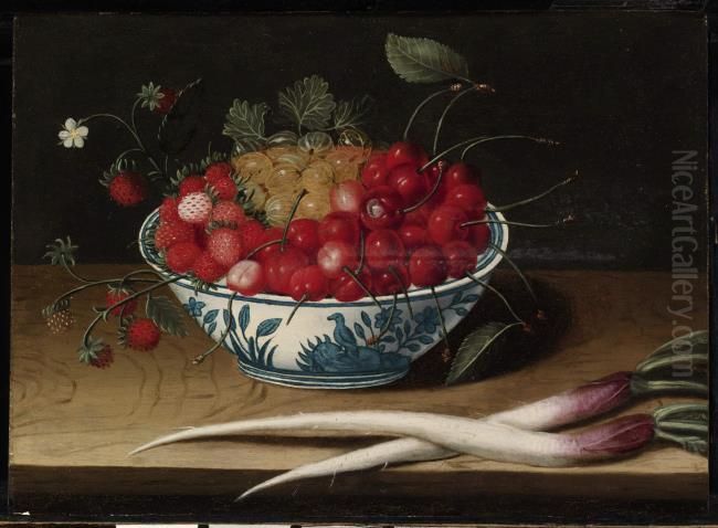 Still life with fruit in a porcelain bowl Oil Painting by Abraham Gibbens Still life with fruit in a porcelain bowl Oil Painting by Abraham Gibbens