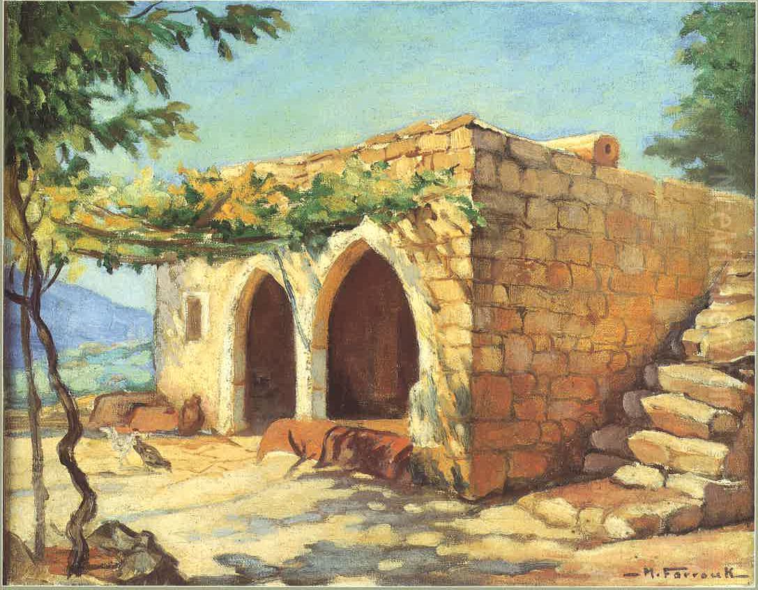 A House at Al-Hadath. Oil Painting by Moustafa Farroukh