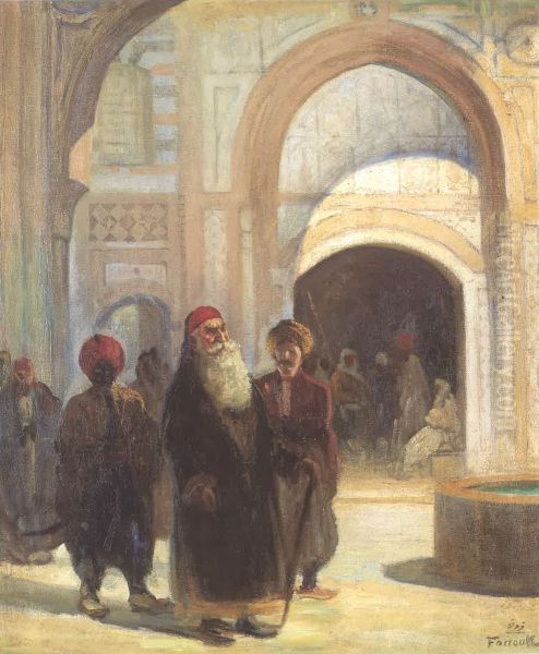 alamyr bshyr walshykh nasyf alyazjy fy qsr byt aldyn. Oil Painting by Moustafa Farroukh