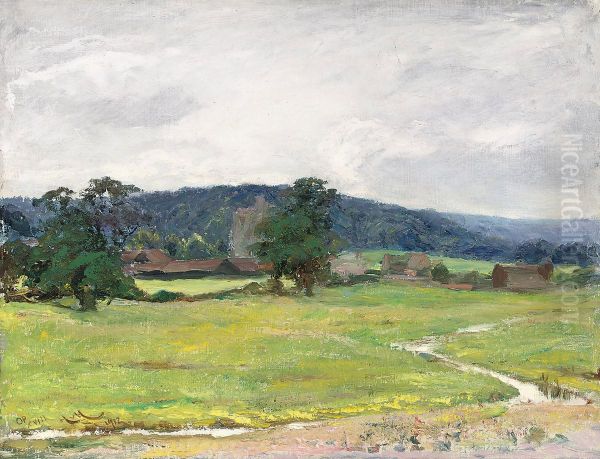 The distant church Oil Painting by Hubert von Herkomer