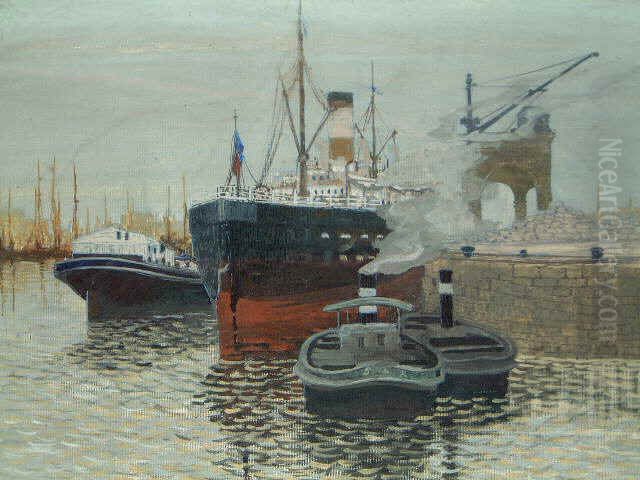 Schiffe im Hafen Oil Painting by Hugo Baar