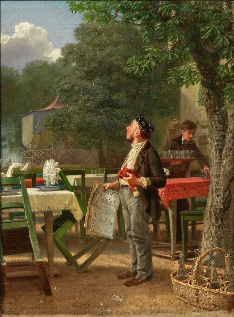 Fruhling im Biergarten Oil Painting by Hugo Kotschenreiter