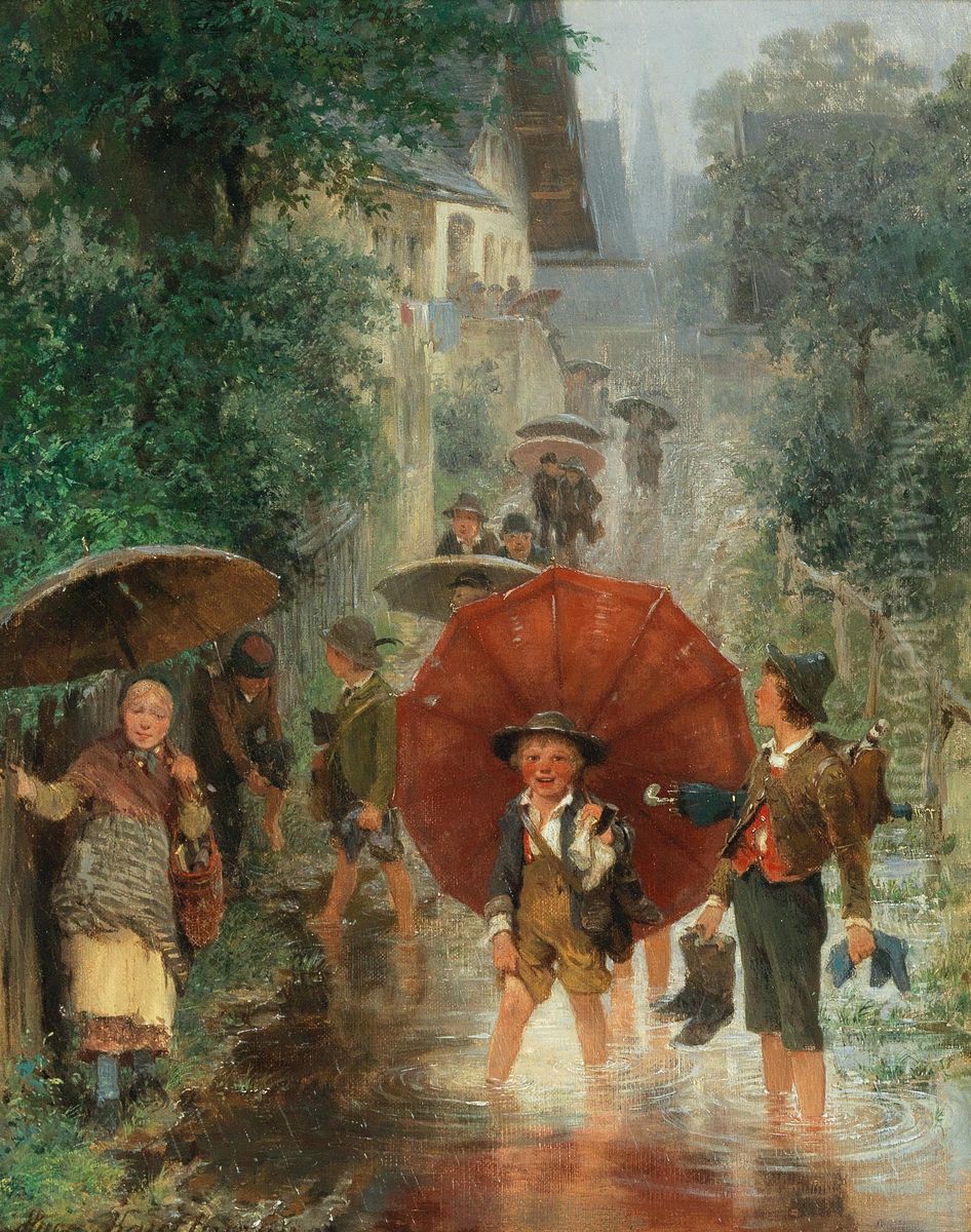 After School Oil Painting by Hugo Kauffmann