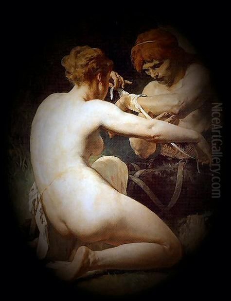 Gaulois blesse. Oil Painting by Evariste Vital Luminais