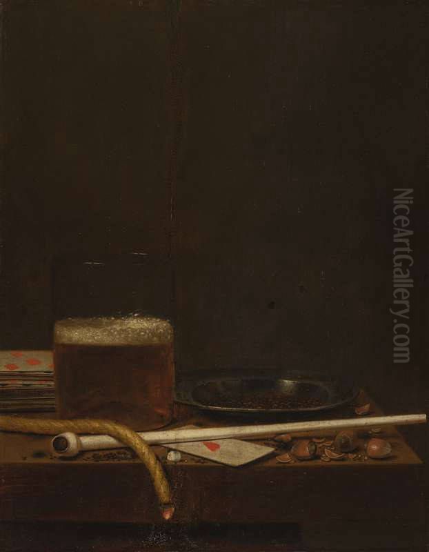 Still Life with Smoking Requisites Oil Painting by Jan Jansz van de Velde