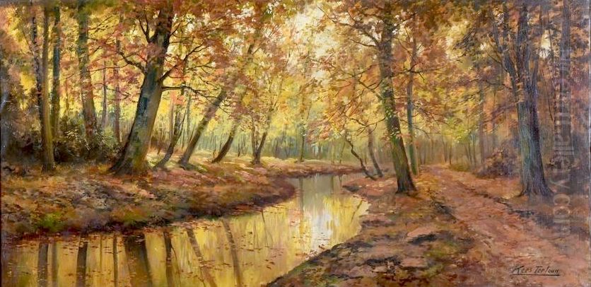 The Effect of Light on the Woods in Autumn Oil Painting by Kees Terlouw