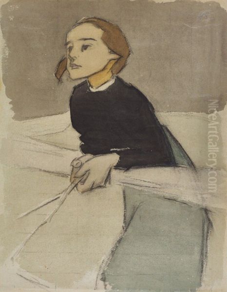 Girl at the Gate Oil Painting by Helene Schjerfbeck