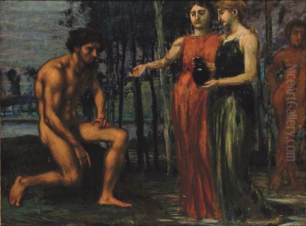 Die Labung Oil Painting by Hans von Marees