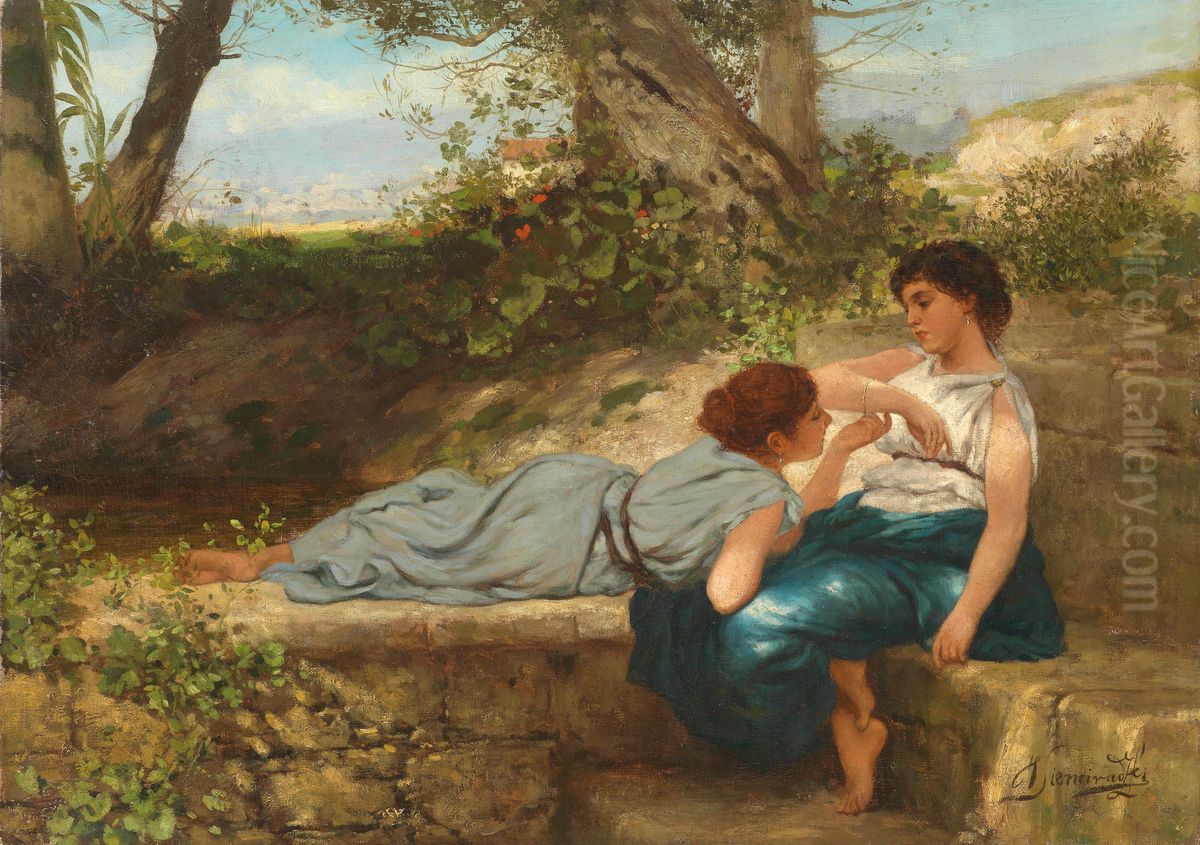 Conversation Oil Painting by Henryk Siemiradzki