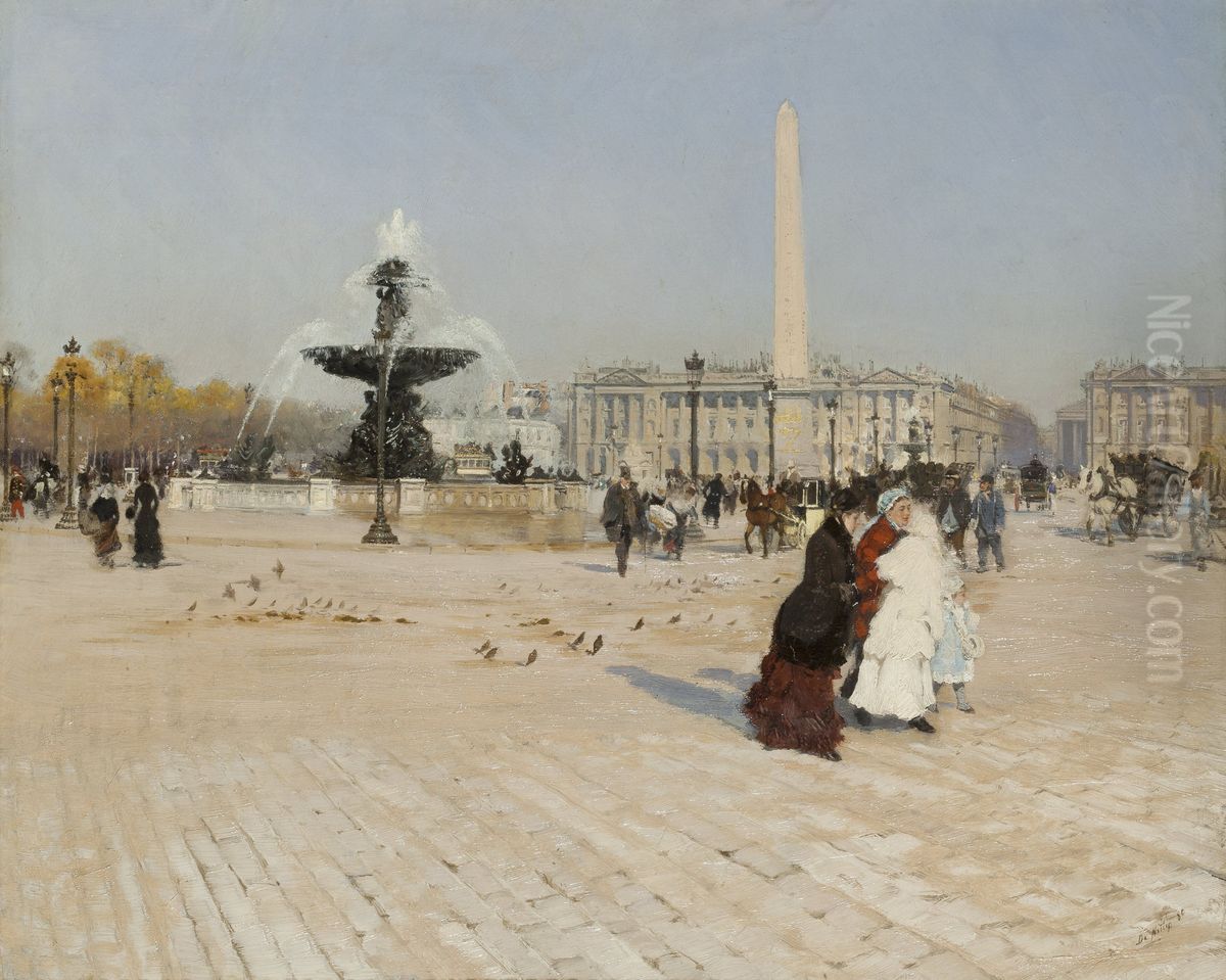 Un angolo di Place de la Concorde a Parigi Oil Painting by Giuseppe de Nittis Un angolo di Place de la Concorde a Parigi Oil Painting by Giuseppe de Nittis