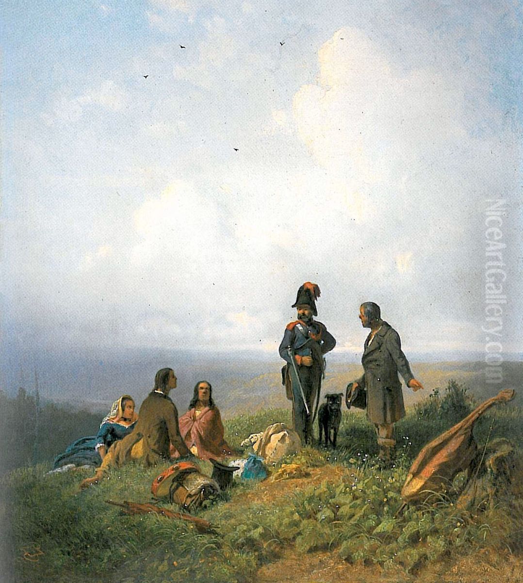 Passport Please Oil Painting by Carl Spitzweg