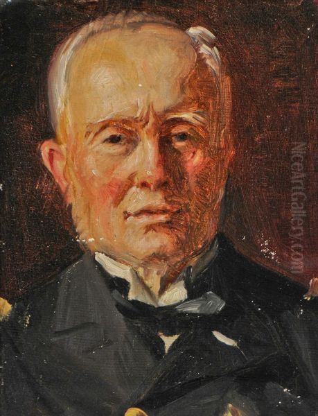 Portraet af Carl Adolph Bruun. Studie. Oil Painting by Michael Peter Ancher