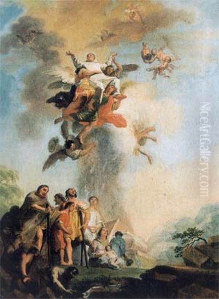 Glorie des Hl. Bruno Oil Painting by Georg Anton Urlaub